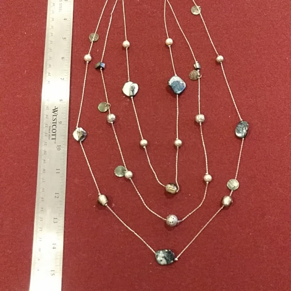 4 for $20 Fashion Jewelry Necklace Multi Strand Natural Stones Beads Silver - Picture 7 of 7